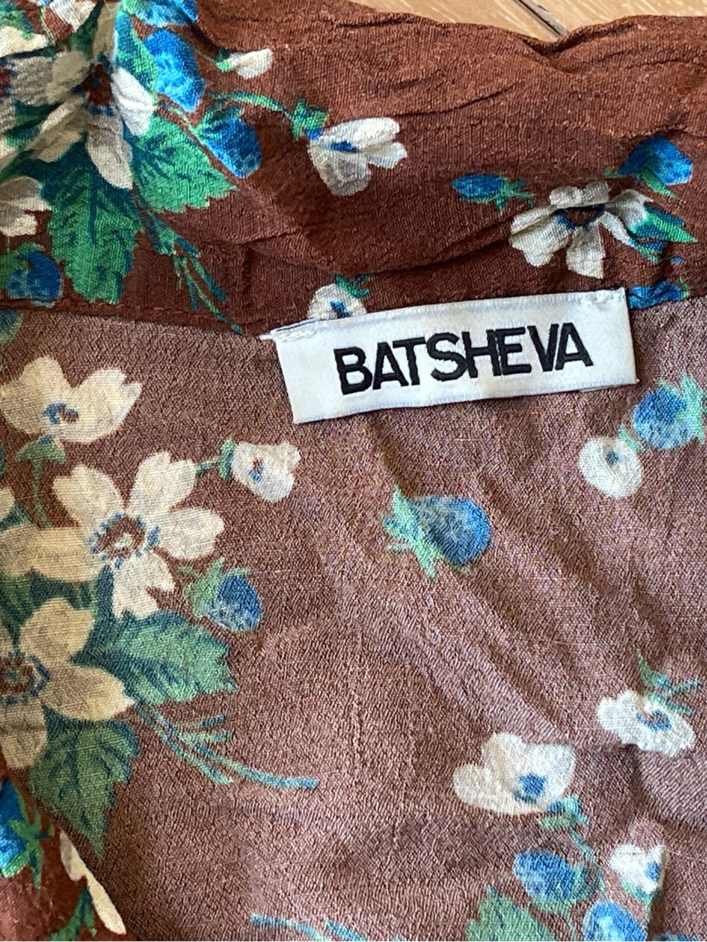 Batsheva Brown Lily Floral Pajama Set Size Small 2 Piece Ruffle Pants - Picture 6 of 13